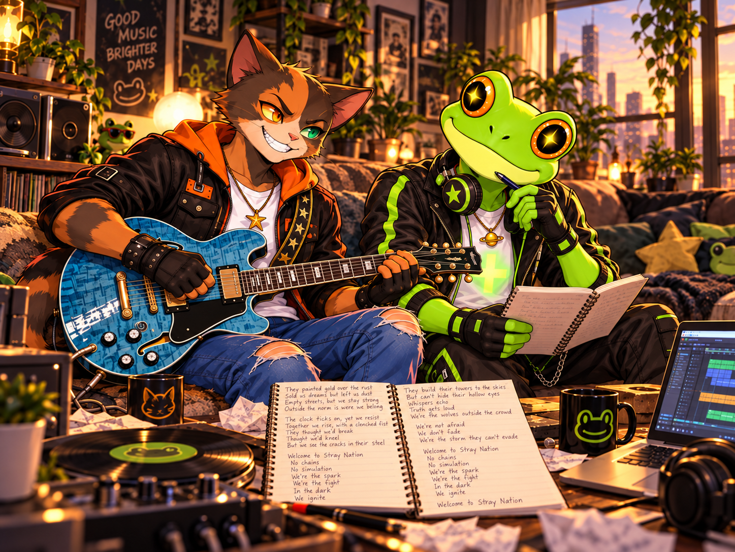 Frogstar and Calico making music