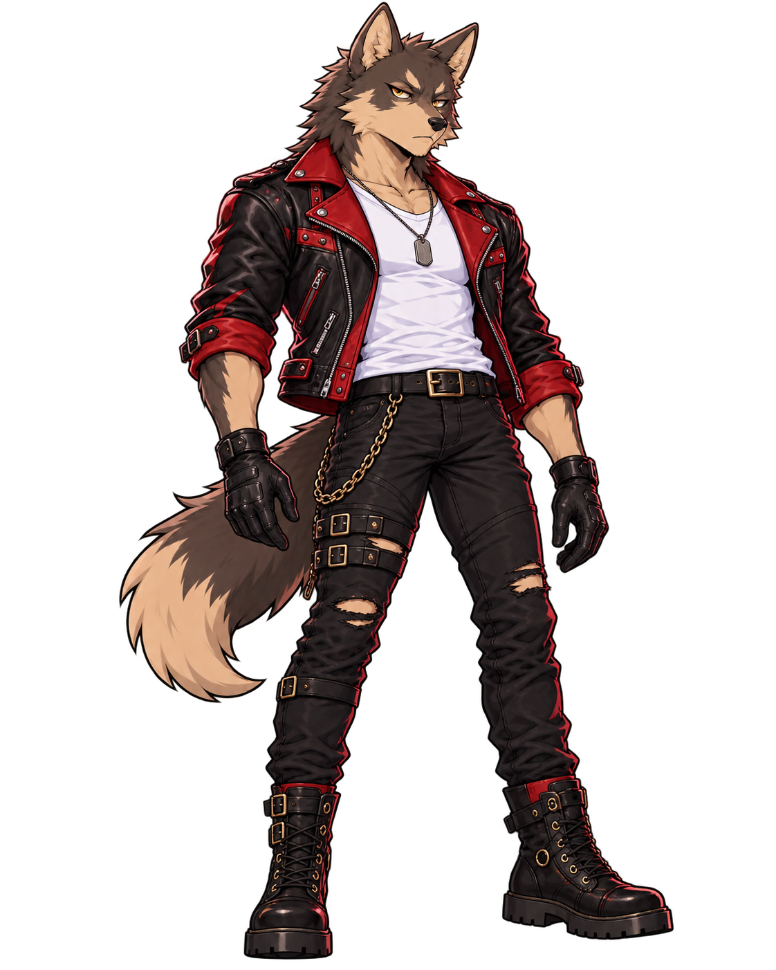 Grease in his biker outfit