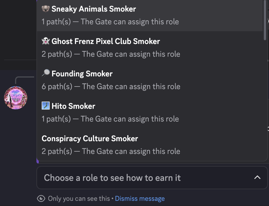 Role selector showing eligible Discord roles