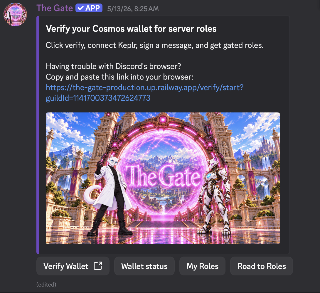 The Gate Discord wallet verification panel